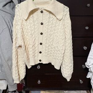 POL Ivory Cable Knit Cardigan